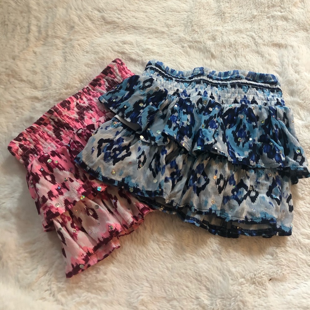 Blue and pink glitter skirts